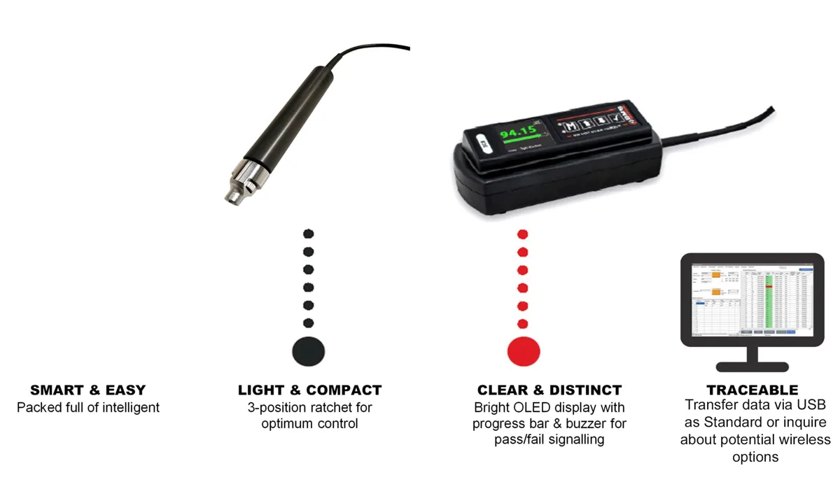BMS electronic torque screwdriver with controller and PC reporting software